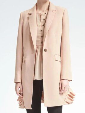 NWT Olivia Palermo x Banana Republic Women's Ruffle Accent Coat S